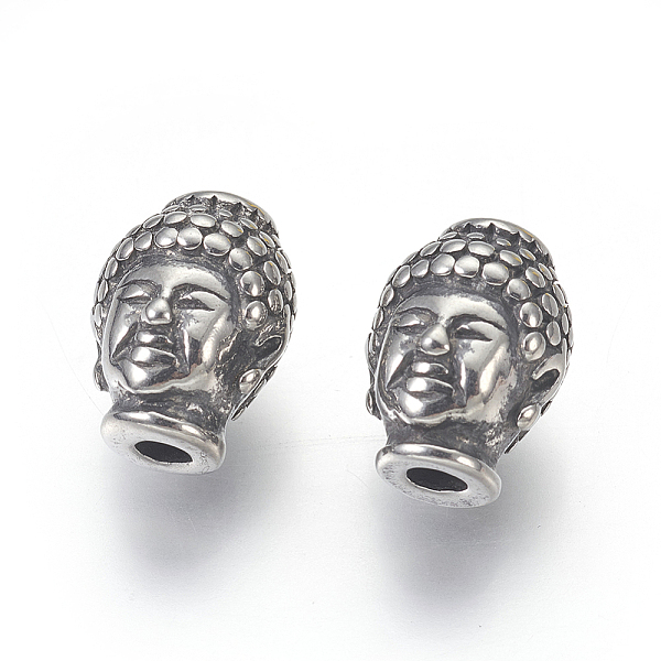 

PandaHall 316 Surgical Stainless Steel Beads, Buddha Head, Antique Silver, 10x13x9mm, Hole: 2mm 316 Surgical Stainless Steel Human