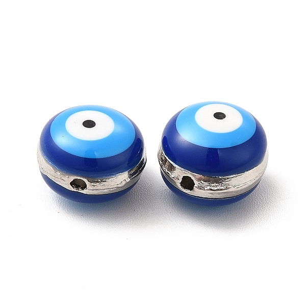

PandaHall Alloy Enamel Beads, Flat Round with Evil Eye Pattern, Platinum, 10x7.5mm, Hole: 1.4mm Alloy+Enamel Flat Round