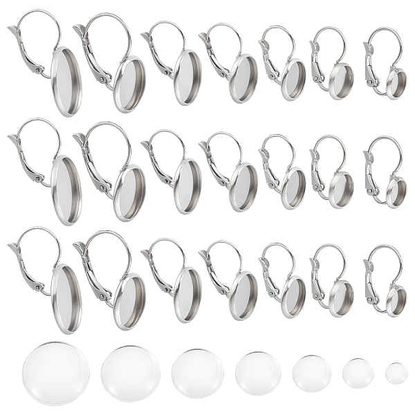 

PandaHall DICOSMETIC 42 Sets 7 Sizes Stainless Steel Flat Round Pendant Cabochon Setting Charms Plain Edge Bezel Cups Pendant Tray Bezel...
