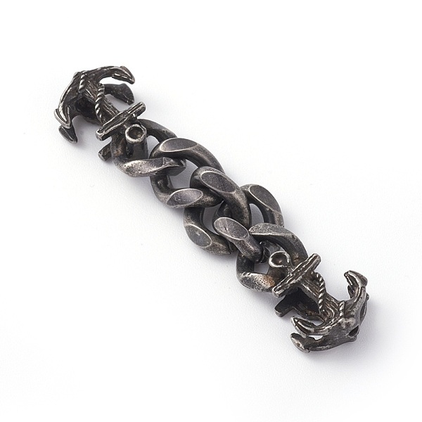 

PandaHall Matte Surface 316 Surgical Stainless Steel Connector Rhinestone Settings, with Curb Chains, Anchor, Antique Silver, 52~54x9x4mm...