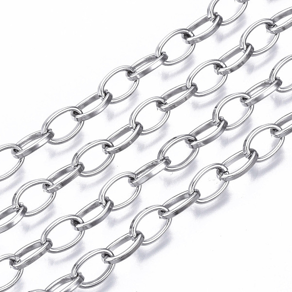 

PandaHall 304 Stainless Steel Paperclip Chains, Unwelded, with Spool, Flat Oval, Stainless Steel Color, 9x6x1mm, about 82.02 Feet(25m)/roll...