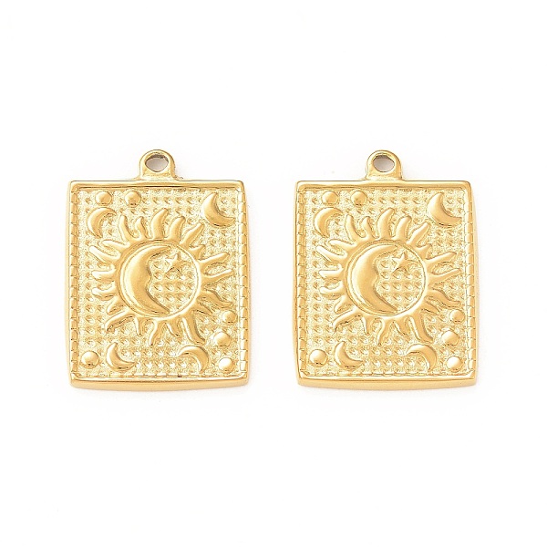 

PandaHall 304 Stainless Steel Pendants, Rectangle with Sun & Moon, Real 18K Gold Plated, 22x17x2mm, Hole: 1.5mm 304 Stainless Steel...