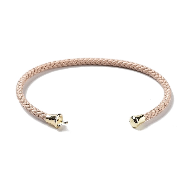 

PandaHall Stainless Steel Cuff Bangle Making, with Golden Tone Brass Finding, for Half Drilled Beads, Pearl Pink, Inner Diameter...