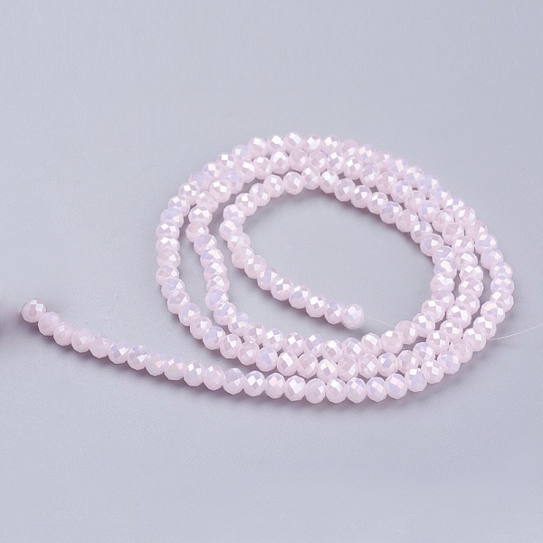 

PandaHall Electroplate Glass Bead Strands, Full Luster Plated, Faceted, Rondelle, Pink, 3.5x2.5~3mm, Hole: 1mm, about 120pcs/strand...