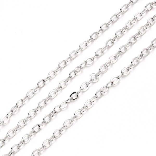 

PandaHall Brass Cable Chains, Soldered, with Spool, Flat Oval, Platinum, 2.6x2x0.3mm, Fit for 0.7x4mm Jump Rings, about 32.8 Feet(10m)/roll...