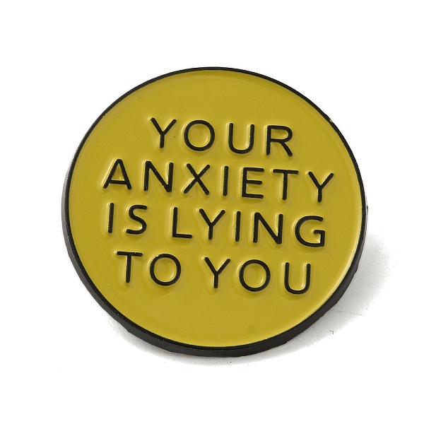 

PandaHall Black Alloy Brooches, Enamel Pin, for Backpack Clothes, Word, Dark Goldenrod, 30.5x1.5mm Alloy+Enamel Round