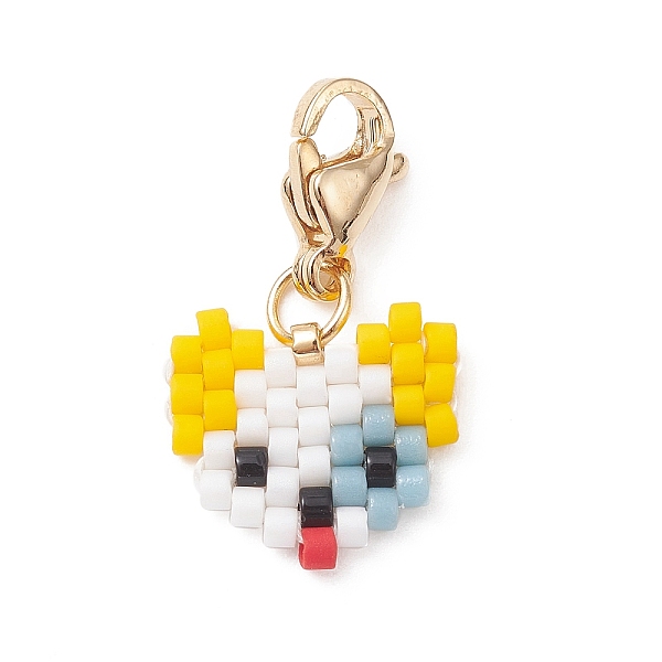 

PandaHall Handmade Loom Pattern Seed Beads Pendants Decoration, with 304 Stainless Steel Lobster Claw Clasps, Dog, 20mm Glass Dog