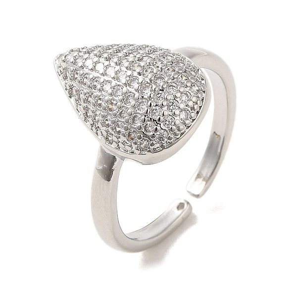 

PandaHall Teardrop Brass Micro Pave Clear Cubic Zirconia Cuff Rings for Women, Platinum, Adjustable Brass+Cubic Zirconia Teardrop Clear