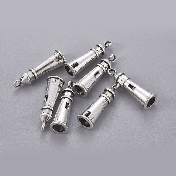 

PandaHall Tibetan Style Alloy Lighthouse Pendants, Cadmium Free & Nickel Free & Lead Free, Antique Silver, 25x8mm, Hole: 2mm, about...