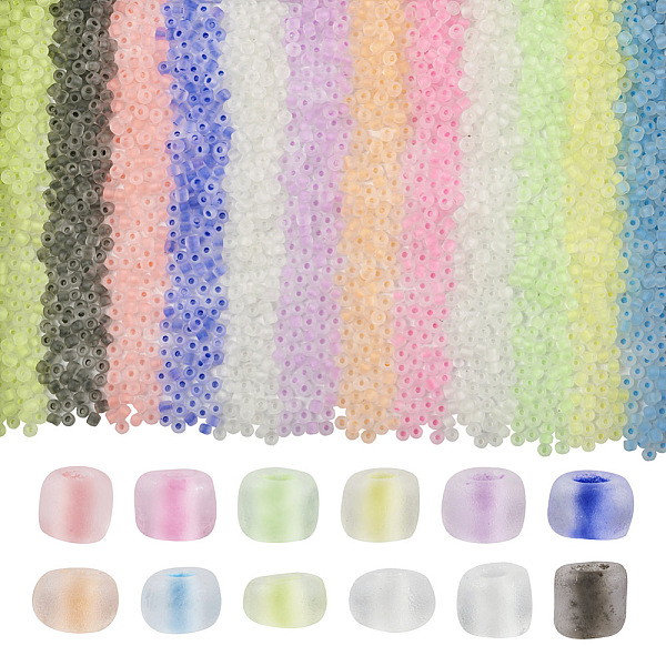 

PandaHall 180G 12 Color Luminous Frosted Glass Beads, Glow in the Dark, Rondelle, Mixed Color, 4x3.5mm, Hole: 1.2mm, 15g/color Glass..., Multicolor