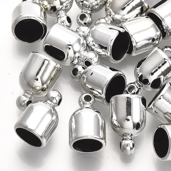 

PandaHall UV Plating ABS Plastic Cord Ends, End Caps, Platinum, 13x8mm, Hole: 1.5mm, Inner Diameter: 6.5mm Plastic