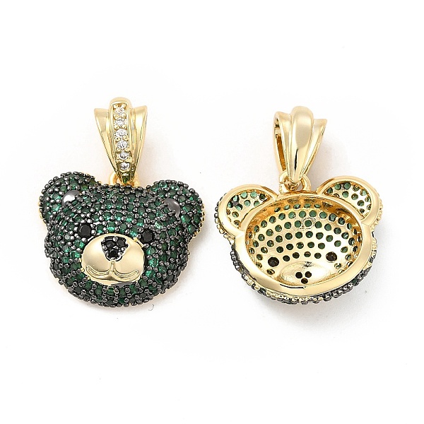 

PandaHall Brass Micro Pave Cubic Zirconia Pendant, Bear Head Charm, Golden, Dark Slate Gray, 16x18.5x6~6.5mm, Hole: 6x3.5mm Brass+Cubic...
