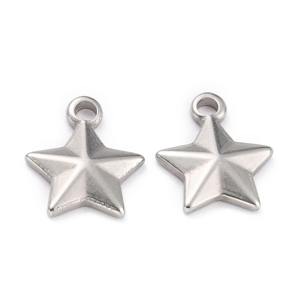 

PandaHall 304 Stainless Steel Charms, Star, Stainless Steel Color, 12x10x2.5mm, Hole: 1.7mm 304 Stainless Steel Star