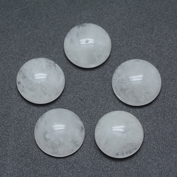 

PandaHall Natural Quartz Crystal Cabochons, Rock Crystal Cabochons, Half Round, 12x5~6mm Quartz Crystal Half Round