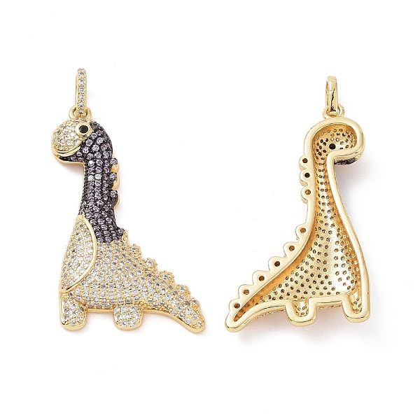 

PandaHall Brass Micro Pave Cubic Zirconia Pendants, Dinosaur Charm, Real 18K Gold Plated, Clear, 39x22x5mm, Hole: 3.5x4mm Brass+Cubic...