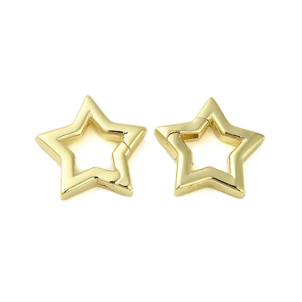 

PandaHall Brass Spring Gate Rings, Star, Golden, 17x16x3mm Brass