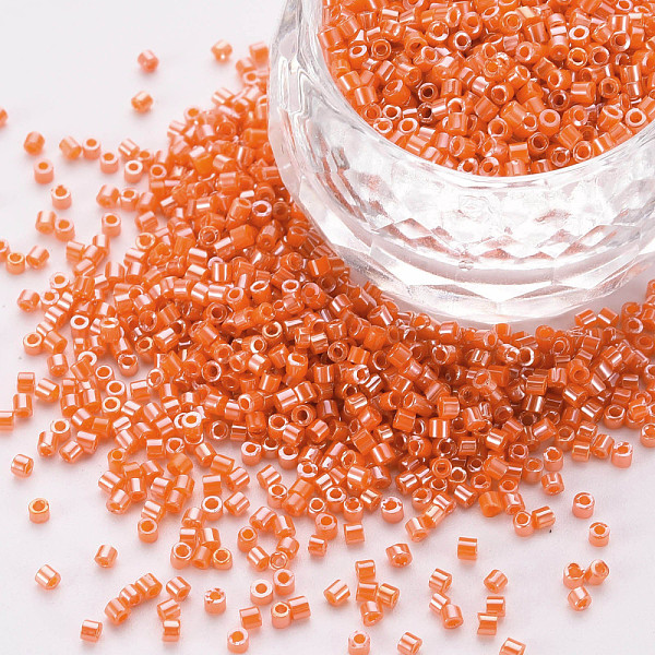 

PandaHall Glass Cylinder Beads, Seed Beads, Opaque Colours Luster, Round Hole, Coral, 1.5~2x1~2mm, Hole: 0.8mm, about 8000pcs/bag, about..., Red