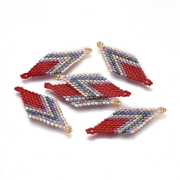 

PandaHall MIYUKI & TOHO Handmade Japanese Seed Beads Links, Loom Pattern, Rhombus, Brown, 43~45x17.6~18.1x1.7~2mm, Hole: 1.2~1.5mm Glass...