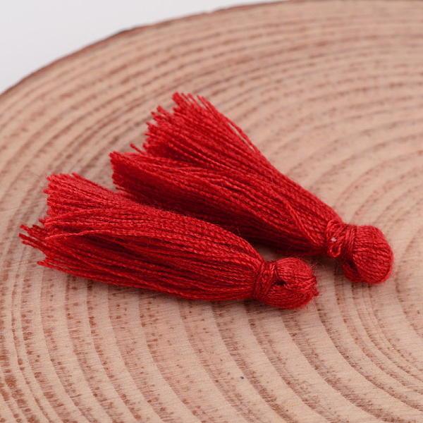 

PandaHall Cotton Thread Tassel Pendant Decorations, Red, 25~31x5mm, about 39~47pcs/bag Cotton Red