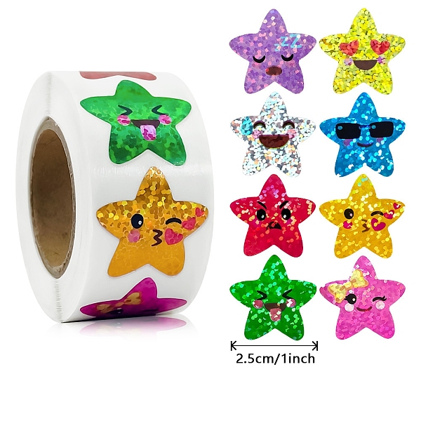 

PandaHall Plastic Laser Star Reward Sticker Rolls, Waterproof Adhesive Decals for Teacher Student, Mixed Color, 25mm, 500pcs/roll Plastic..., Multicolor