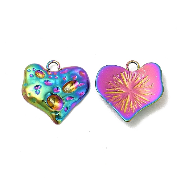 

PandaHall Ion Plating(IP) 304 Stainless Steel Pendants, Textured, Heart Charm, Rainbow Color, 20x19.5x3mm, Hole: 2.4mm 304 Stainless Steel...