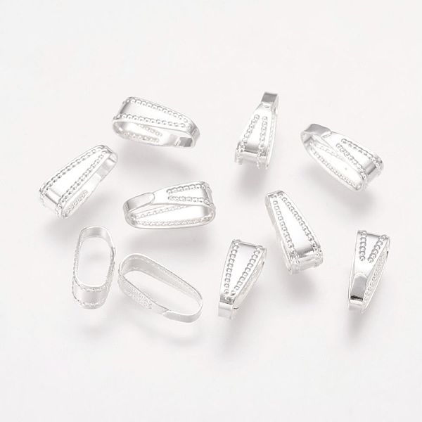 

PandaHall Brass Snap on Bails, Lead Free, Silver Color Plated, 11x4mm Brass
