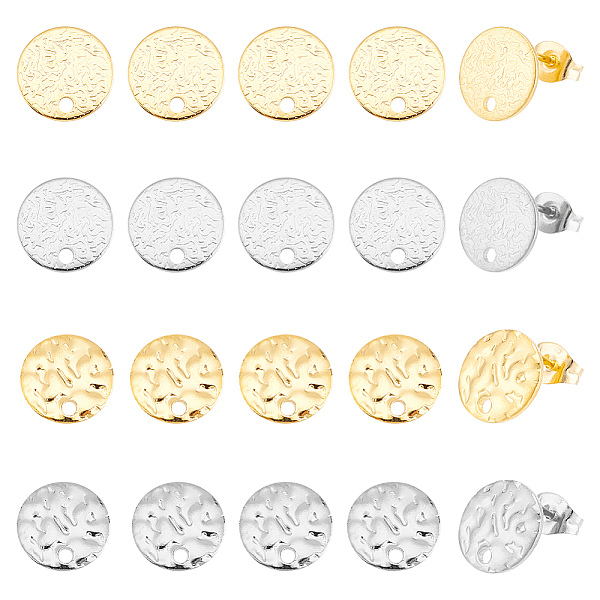 

PandaHall Unicraftale 40Pcs 4 Styles 201 Stainless Steel Flat Round Stud Earring Findings, with 304 Stainless Steel Pins, Golden & Stainless...