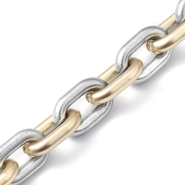 

PandaHall Handmade Spray Painted CCB Cable Chains, Unwelded, Oval, Gold, Link: 14.5x9.5x3mm, 39.37 inch(1m)/strand Plastic Gold