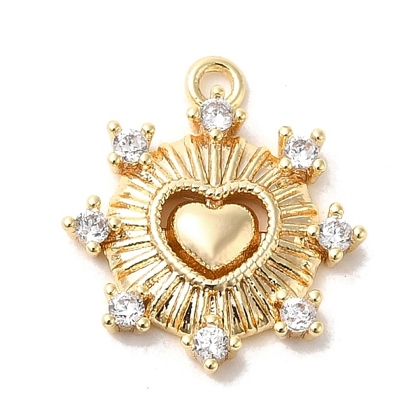 

PandaHall Brass Micro Pave Cubic Zirconia Charms, Sun with Heart, Golden, 14.5x13x2mm, Hole: 1.4mm Brass+Cubic Zirconia Sun Clear