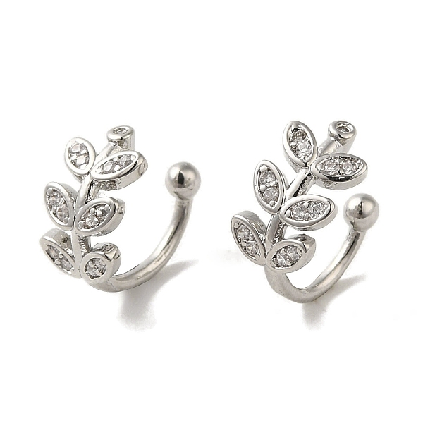 

PandaHall Rack Plating Brass Micro Pave Cubic Zirconia Clip-on Earrings, Long-Lasting Plated, Lead Free & Cadmium Free, Leaf, Platinum...