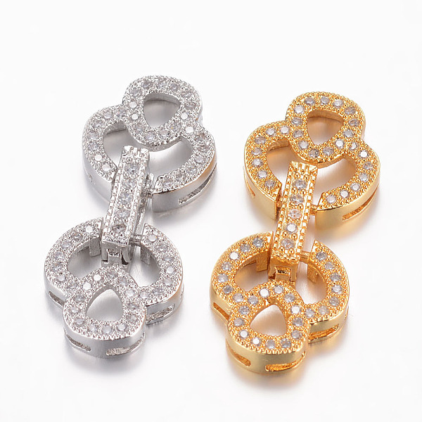 

PandaHall Brass Micro Pave Cubic Zirconia Fold Over Clasps, Flower, Mixed Color, 29x12.5x4.5mm, Hole: 0.8mm Brass+Cubic Zirconia