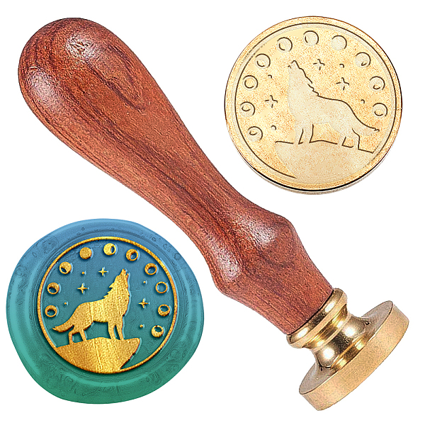 

PandaHall Wax Seal Stamp Set, 1Pc Golden Tone Sealing Wax Stamp Solid Brass Head, with 1Pc Wood Handle, for Envelopes Invitations, Gift Card...