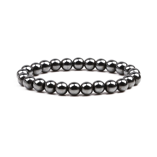 

PandaHall Non-magnetic Synthetic Hematite Beaded Stretch Bracelet, Round, Inner Diameter: 2-3/8 inch(6cm) Hematite Round