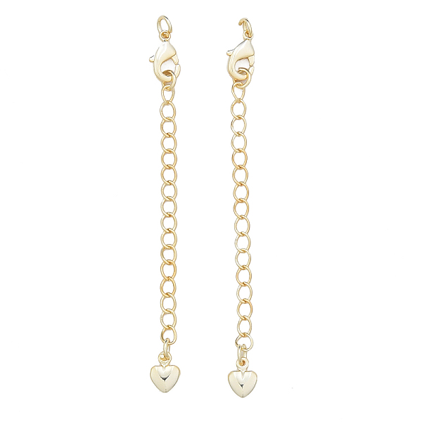 

PandaHall Brass Chain Extender, with Chain and Lobster Claw Clasps, Nickel Free, Real 14K Gold Plated, 71mm Brass