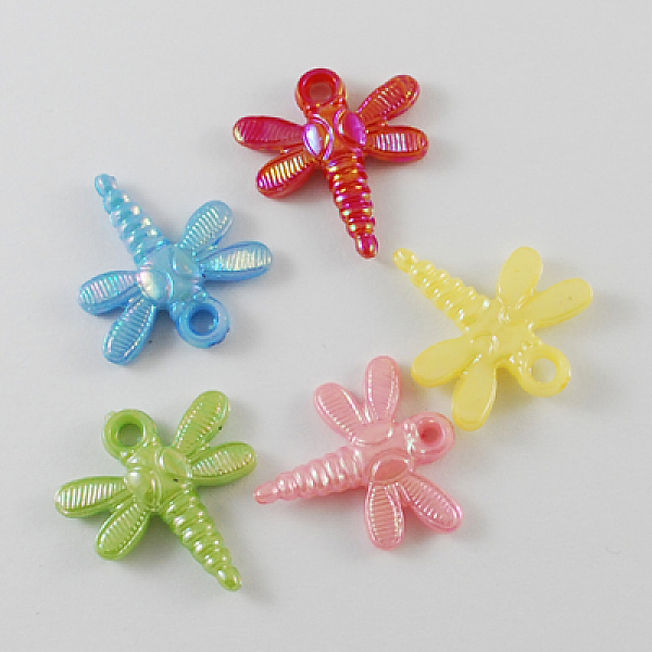 

PandaHall Opaque Acrylic Pendants, AB Color, Mixed Color, Dragonfly, Mixed Color, 22x20x4mm, Hole: 2mm, about 1230pcs/500g Acrylic Other..., Multicolor
