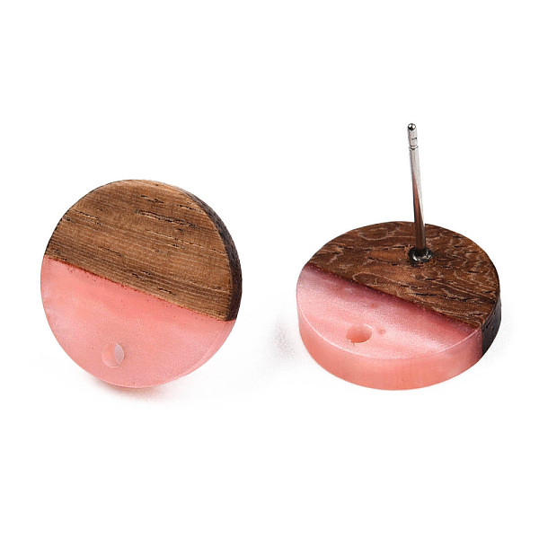 

PandaHall Resin & Walnut Wood Stud Earring Findings, with 304 Stainless Steel Pin, Flat Round, Salmon, 14mm, Hole: 1.8mm, Pin: 0.7mm..., Red