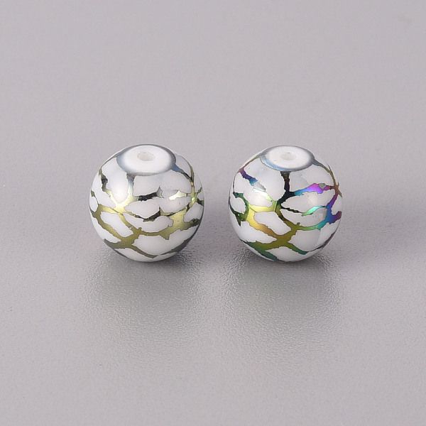 

PandaHall Electroplate Glass Beads, Round, Multi-color Plated, 10mm, Hole: 1.2mm Glass Others