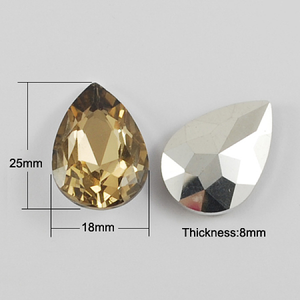 

PandaHall Glass Pointed Back Rhinestone, Back Plated, Faceted, Teardrop, Pale Goldenrod, 25x18x8mm Glass Rhinestone Teardrop Yellow
