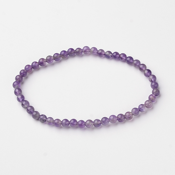 

PandaHall Natural Amethyst Round Bead Stretch Bracelets, 54.5mm, Bead: 4~5mm Amethyst