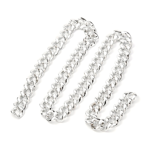 

PandaHall Handmade UV Plating ABS Plastic Curb Chains, Twisted Chain, for Handbag Chain Making, Silver, Links: 22.5x23x6mm, 39.37 inch...