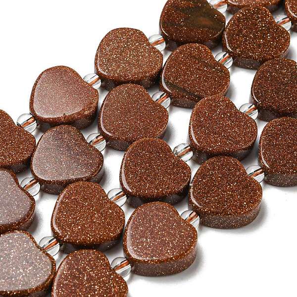 

PandaHall Synthetic Goldstone Beads Strands, with Seed Beads, Heart, 15.5~16x16x5.5~6.5mm, Hole: 1.2mm, about 20pcs/strand, 15.04 inch...