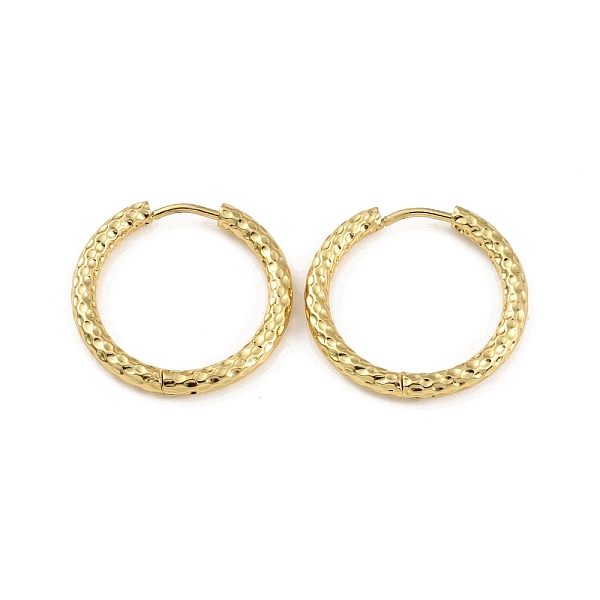 

PandaHall Ion Plating(IP) 304 Stainless Steel Grooved Hoop Earrings, Real 18K Gold Plated, 23x2.5mm, Pin: 1mm 304 Stainless Steel Ring