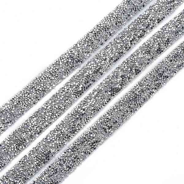 

PandaHall Glitter Resin Hotfix Rhinestone(Hot Melt Adhesive On The Back), Rhinestone Trimming, Crystal Glass Sewing Trim Rhinestone Tape..., Silver