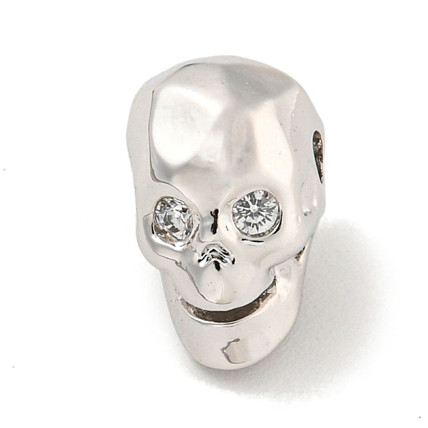 

PandaHall Brass Micro Pave Clear Cubic Zirconia Beads, Skull, Platinum, 12x7x9mm, Hole: 1.8mm Brass+Cubic Zirconia Skull Clear