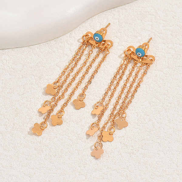 

PandaHall Cable Chain with Flower Tassel Earrings, Evil Eye Stud Earrings for Women Other Flower