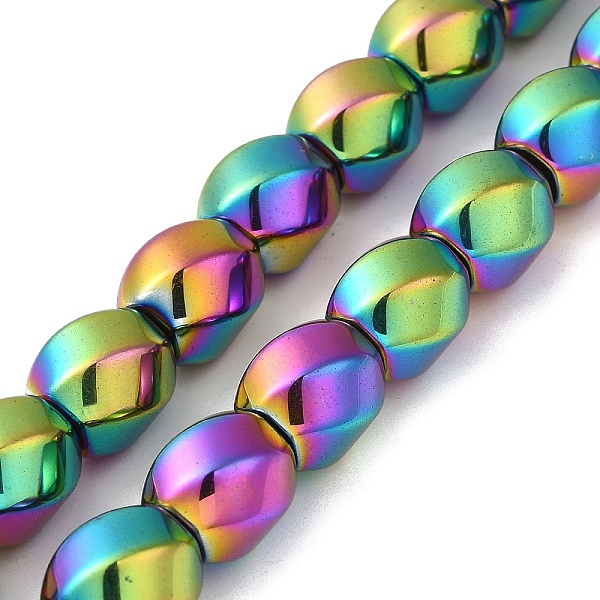 

PandaHall Electroplated Non-Magnetic Synthetic Hematite Beads Strands, Long-Lasting Plated, Twist Oval, Rainbow Plated, 12~12.5x11.5~12mm...