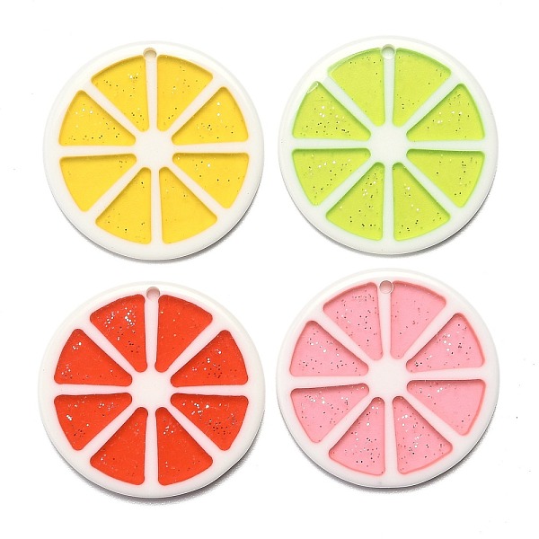 

PandaHall Resin Pendants, with Glitter Powder, Lemon, Mixed Color, 34~35x3~4mm, Hole: 2mm Resin Fruit Multicolor