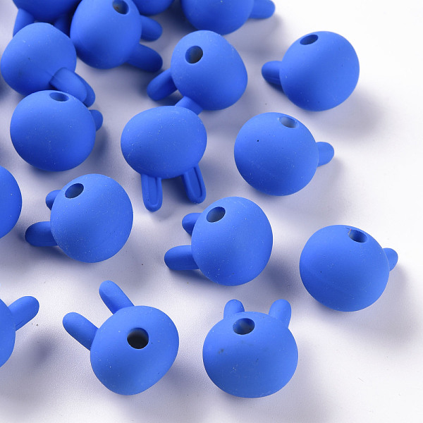 

PandaHall Acrylic Beads, Rubberized Style, Half Drilled, Rabbit, Royal Blue, 19x16.5x14.5mm, Hole: 3.5mm Acrylic Rabbit