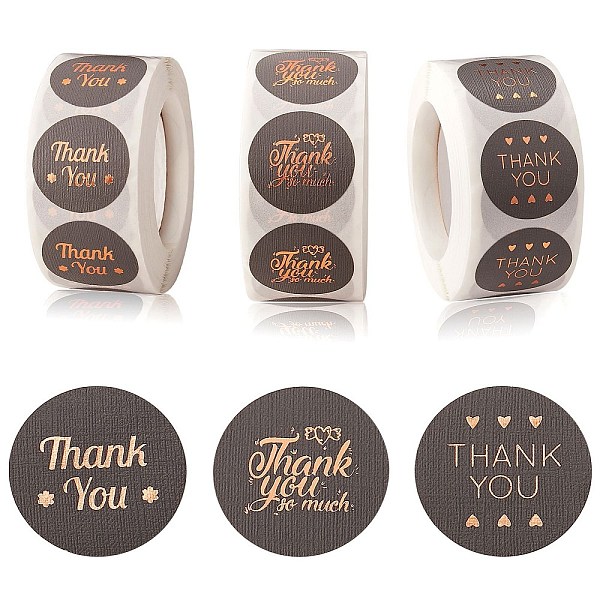 

PandaHall 3Roll Self-Adhesive Gold Foil Paper Gift Tag Youstickers, Flat Round with Word Thank You Appreciation Stickers Labels, for Party...