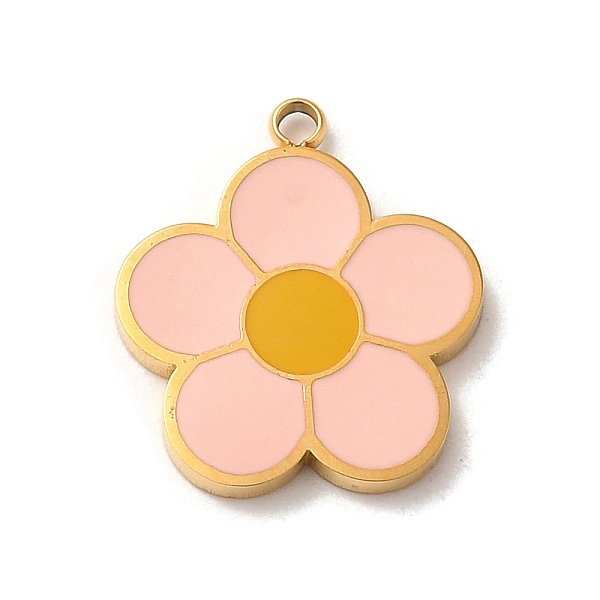 

PandaHall 304 Stainless Steel Enamel Charms, Flower Charms, Real 14K Gold Plated, 14x12x1.5mm, Hole: 1.2mm Stainless Steel+Enamel Flower